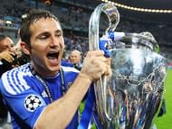 Frank Lampard celebrates with the Champions League trophy